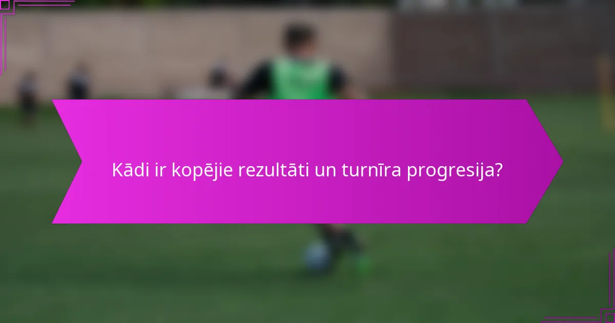 Kādi ir kopējie rezultāti un turnīra progresija?