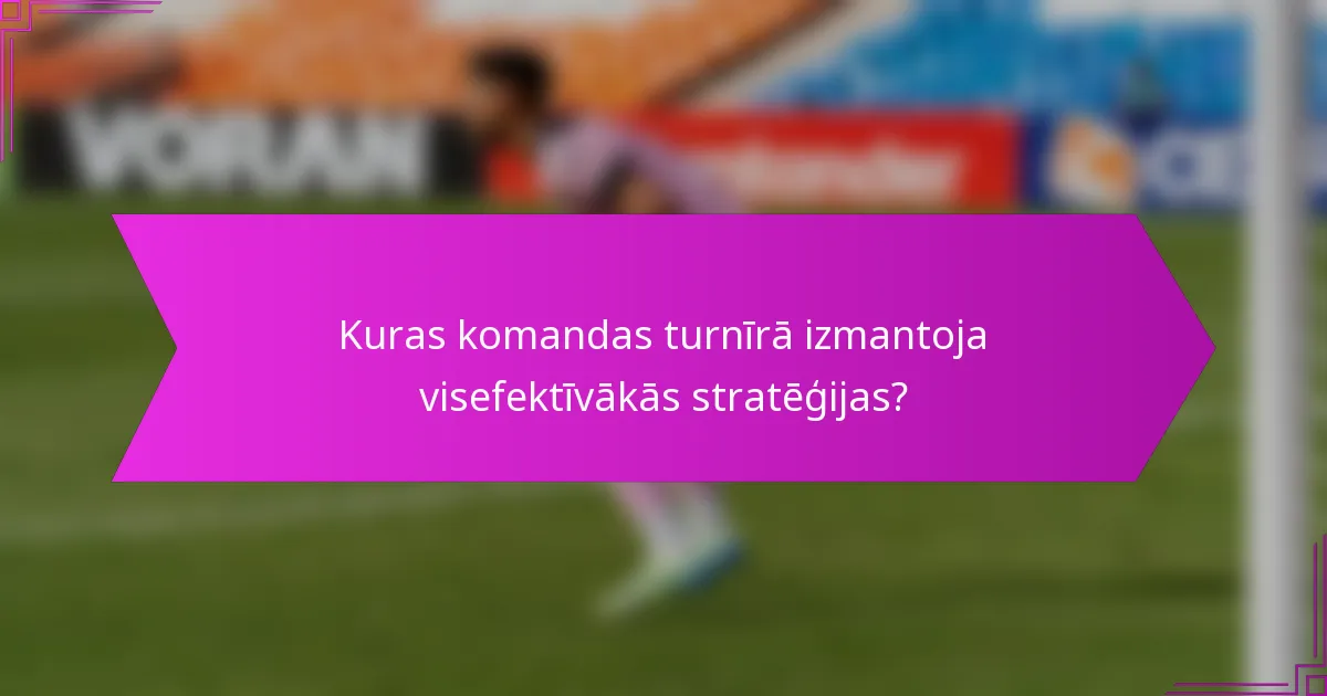 Kuras komandas turnīrā izmantoja visefektīvākās stratēģijas?