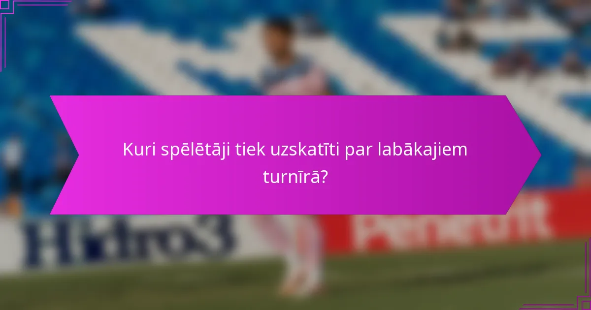 Kuri spēlētāji tiek uzskatīti par labākajiem turnīrā?