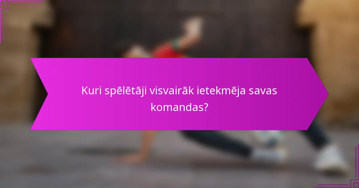 Kuri spēlētāji visvairāk ietekmēja savas komandas?